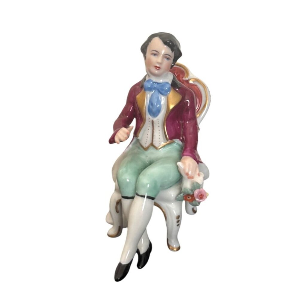 VTG Frankenthal Dresden Germany Porcelain Gentleman‎ Courtier Bouquet of Flowers
